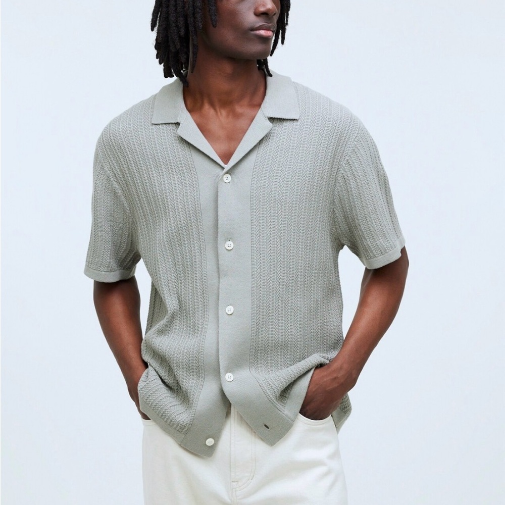 Madewell Textured-Stitch Sweater Polo Shirt